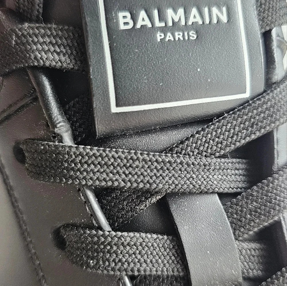 BALMAIN Authentic Black Geniune Leather Classic  Men's Shoes Sneakers  size 11 - Picture 7 of 9